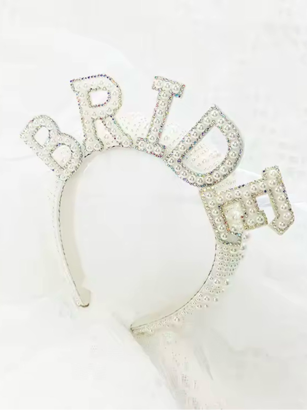 BRIDE Crystal Rhinestone Headband - White